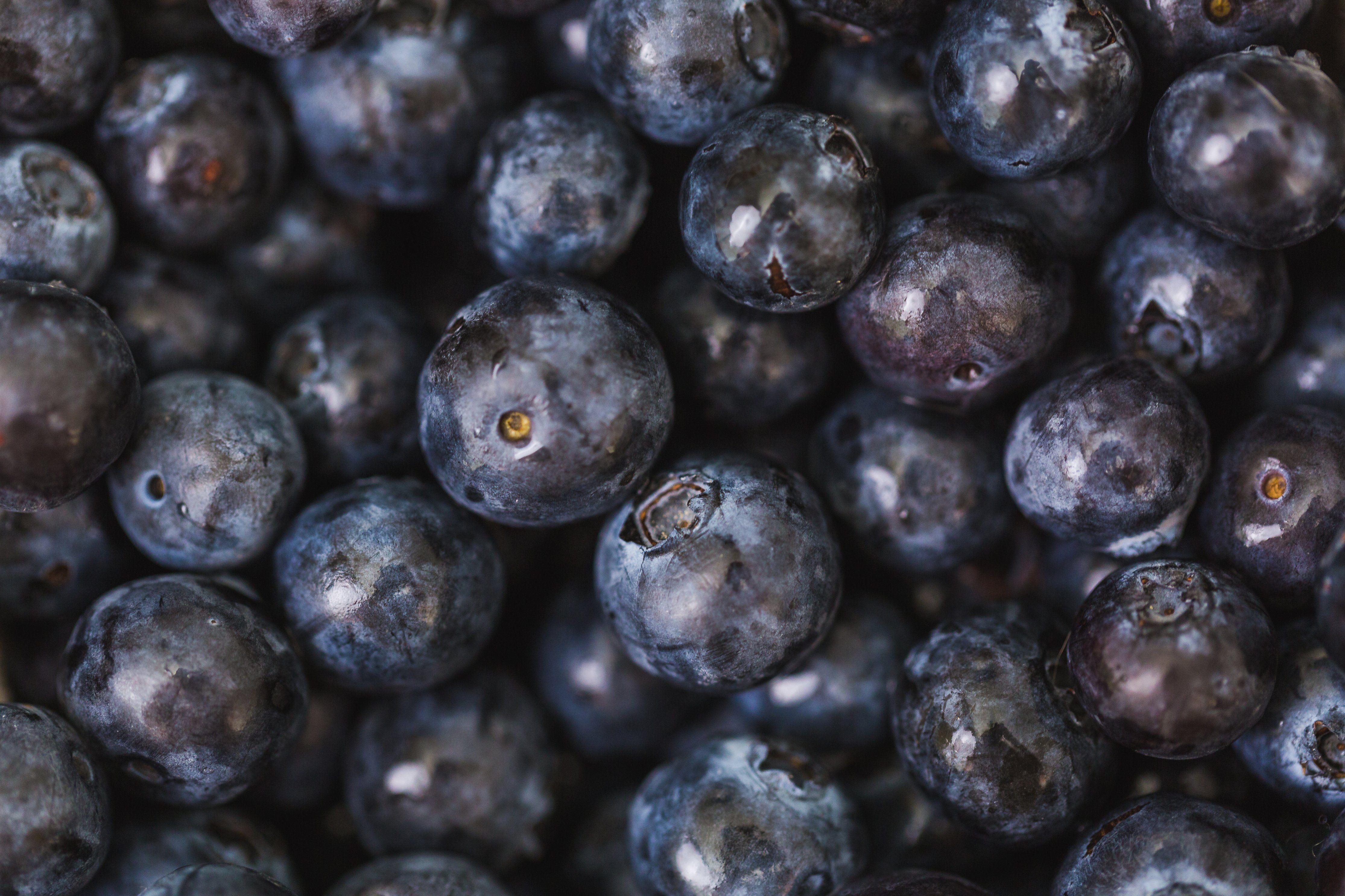 A handful of blueberries